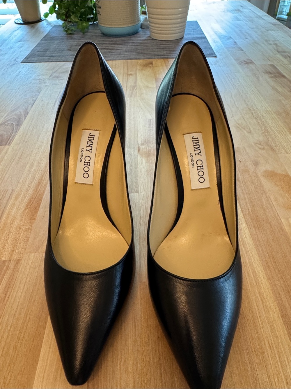 Jimmy Choo Black Pointed-Toe Leather Pumps 41 9.5 Women’s NWOT
